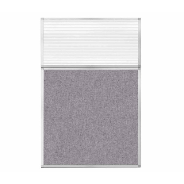 Hush Panel Configurable Cubicle Partition 4' x 6' W/ Window Cloud Gray Fabric Clear Fluted Window